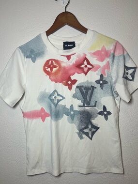 Women's Multicolor LV Spray-Print Short Sleeve Tee